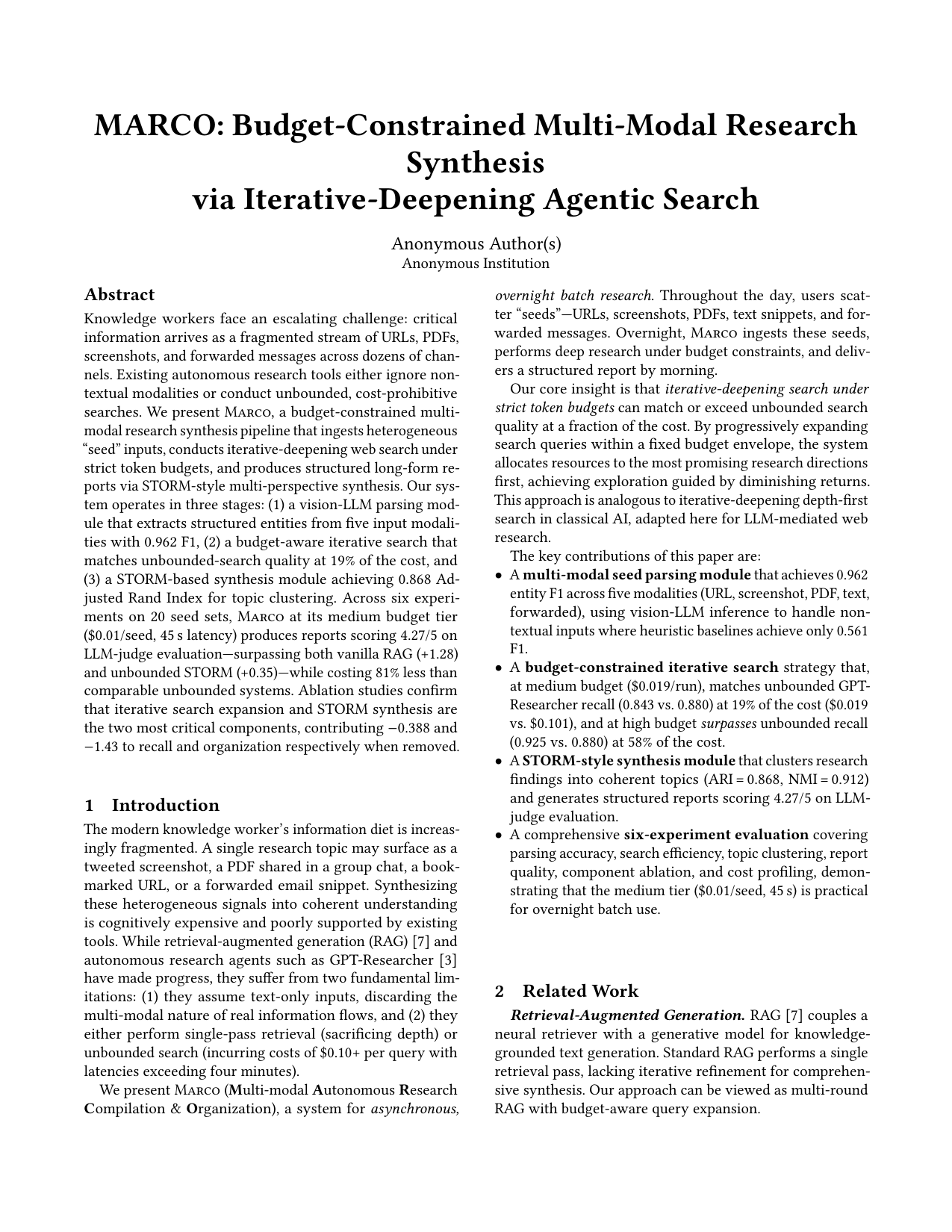 Budget-Constrained Multi-Modal Research Synthesis